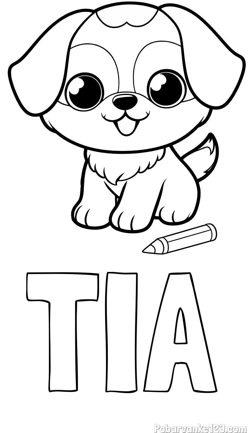 Pobarvanka imena TIA in pobarvanka prikupnega kužka