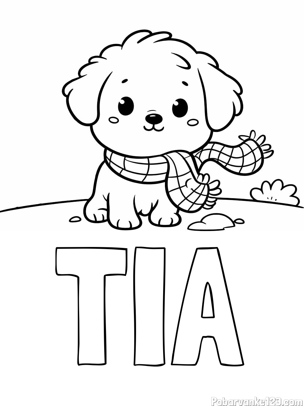 Pobarvanka imena TIA in pobarvanka prikupnega psička