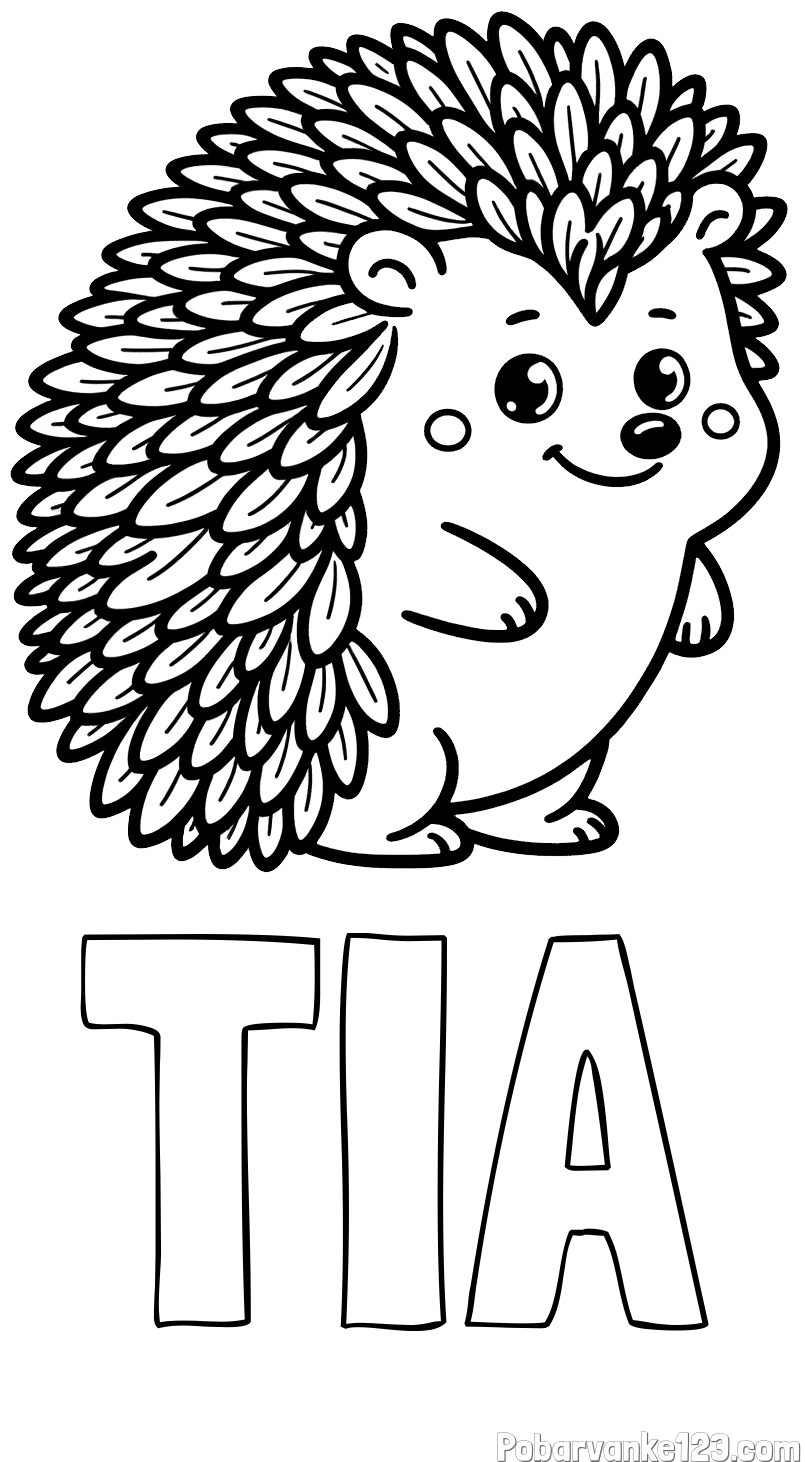 Pobarvanka imena TIA in pobarvanka prisrčnega ježka