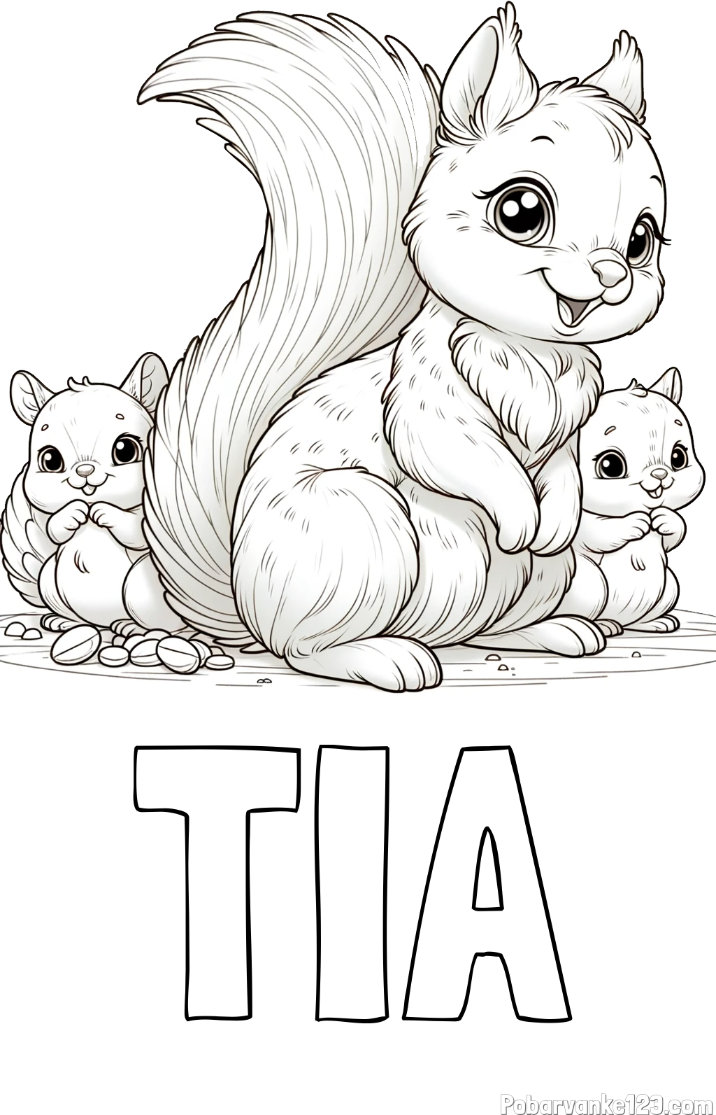 Pobarvanka imena TIA in pobarvanka veveričje družine