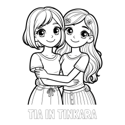 Online izdelana pobarvanka - Pobarvanka imena TIA IN TINKARA in pobarvanka ljubkih prijateljic