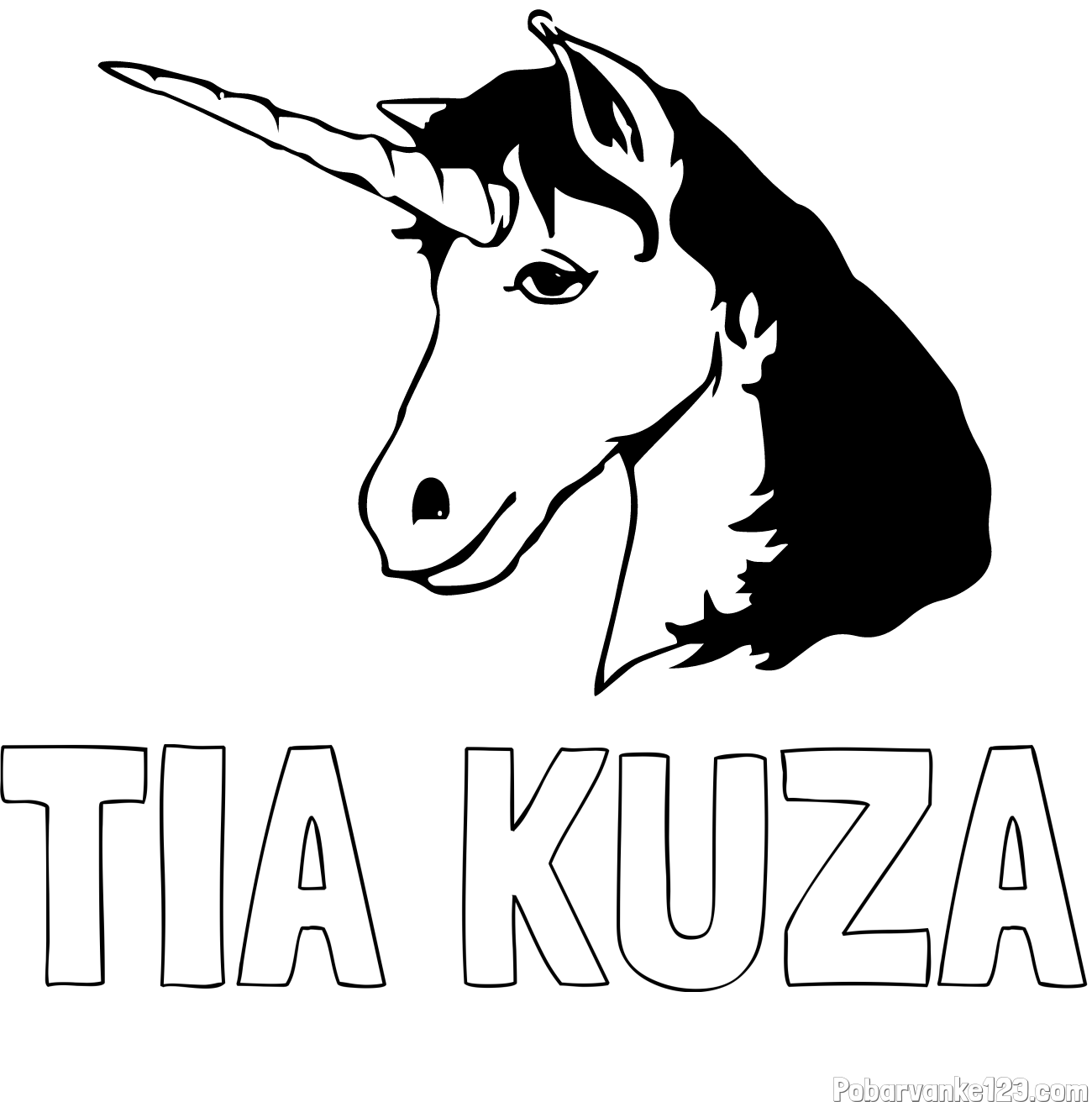 Pobarvanka imena TIA KUŽA in pobarvanka samorog