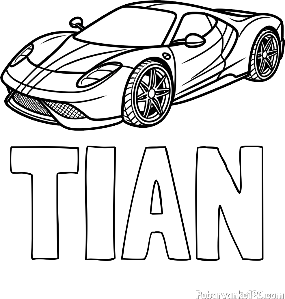 Pobarvanka imena TIAN in pobarvanka dirkalnega avtomobila