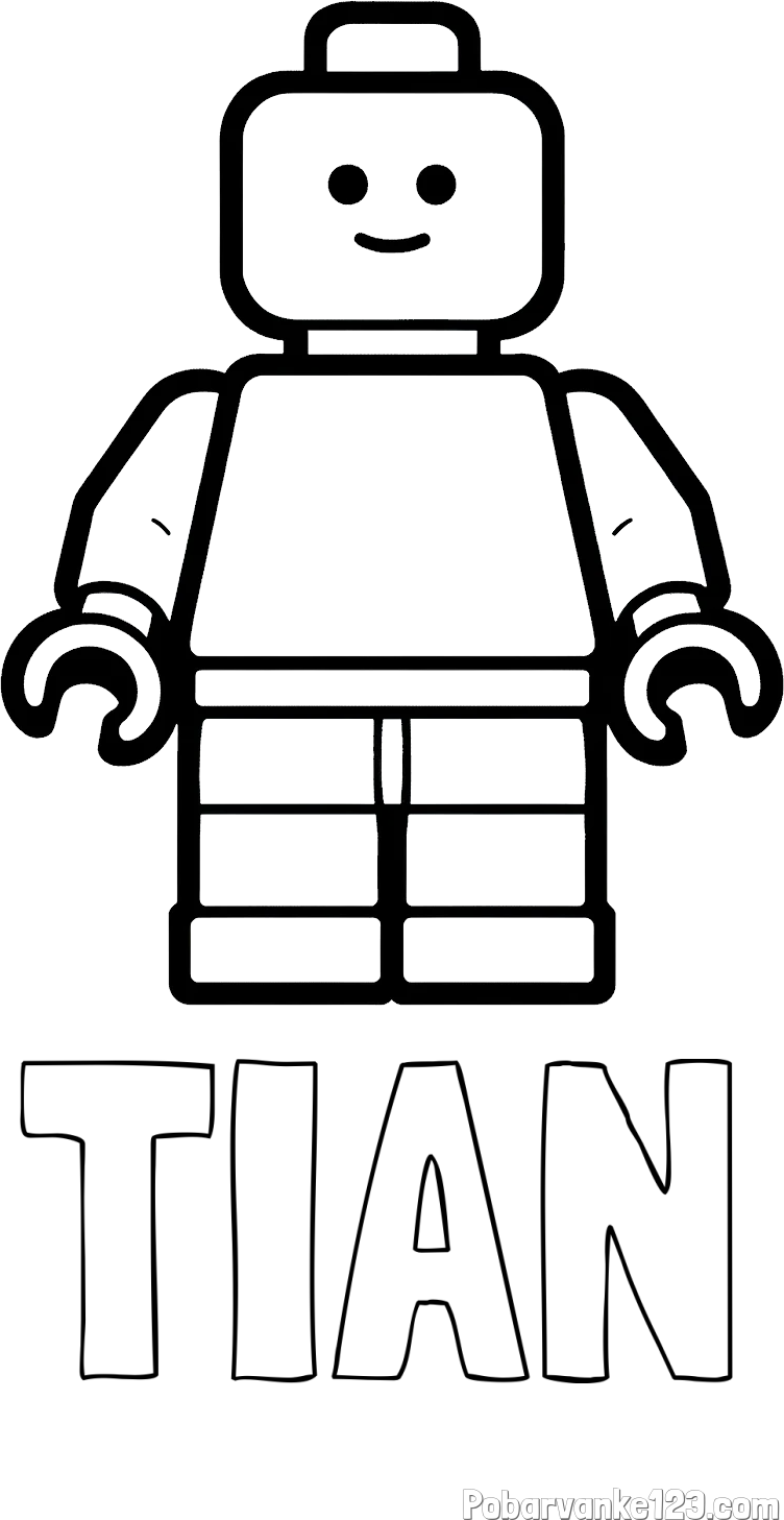 Pobarvanka imena TIAN in pobarvanka LEGO figurice fanta