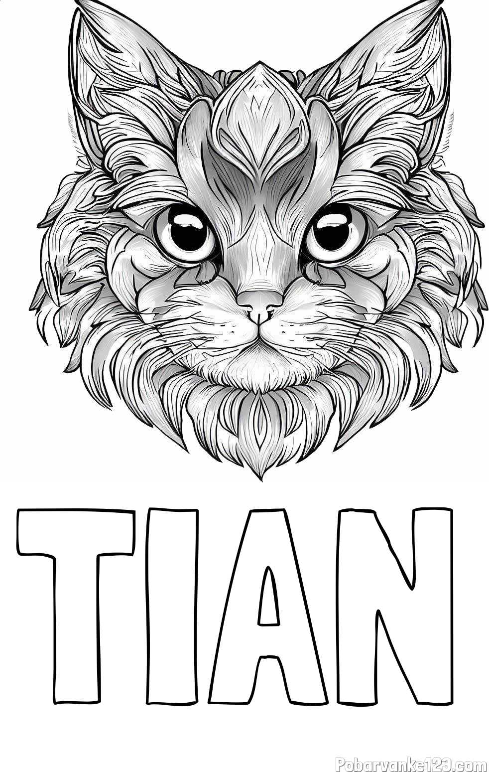 Pobarvanka imena TIAN in pobarvanka mačke