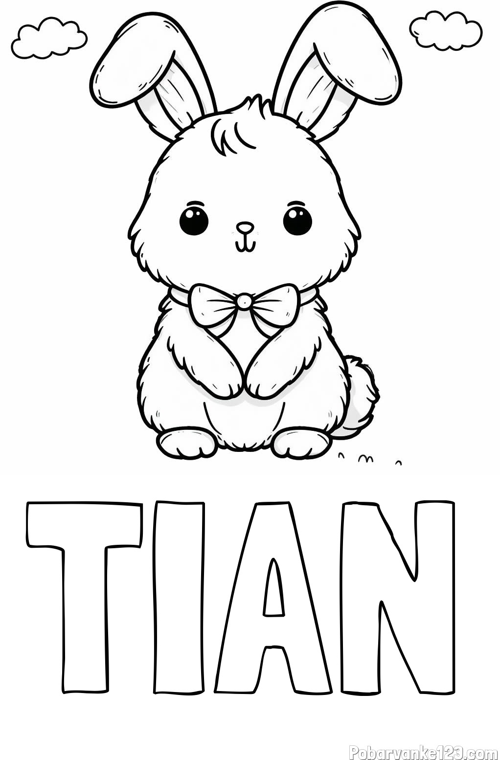 Pobarvanka imena TIAN in pobarvanka prikupnega zajčka