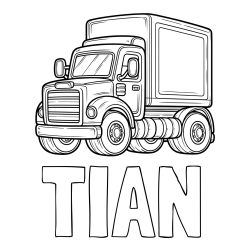 Online izdelana pobarvanka - Pobarvanka imena TIAN in pobarvanka starega tovornjaka
