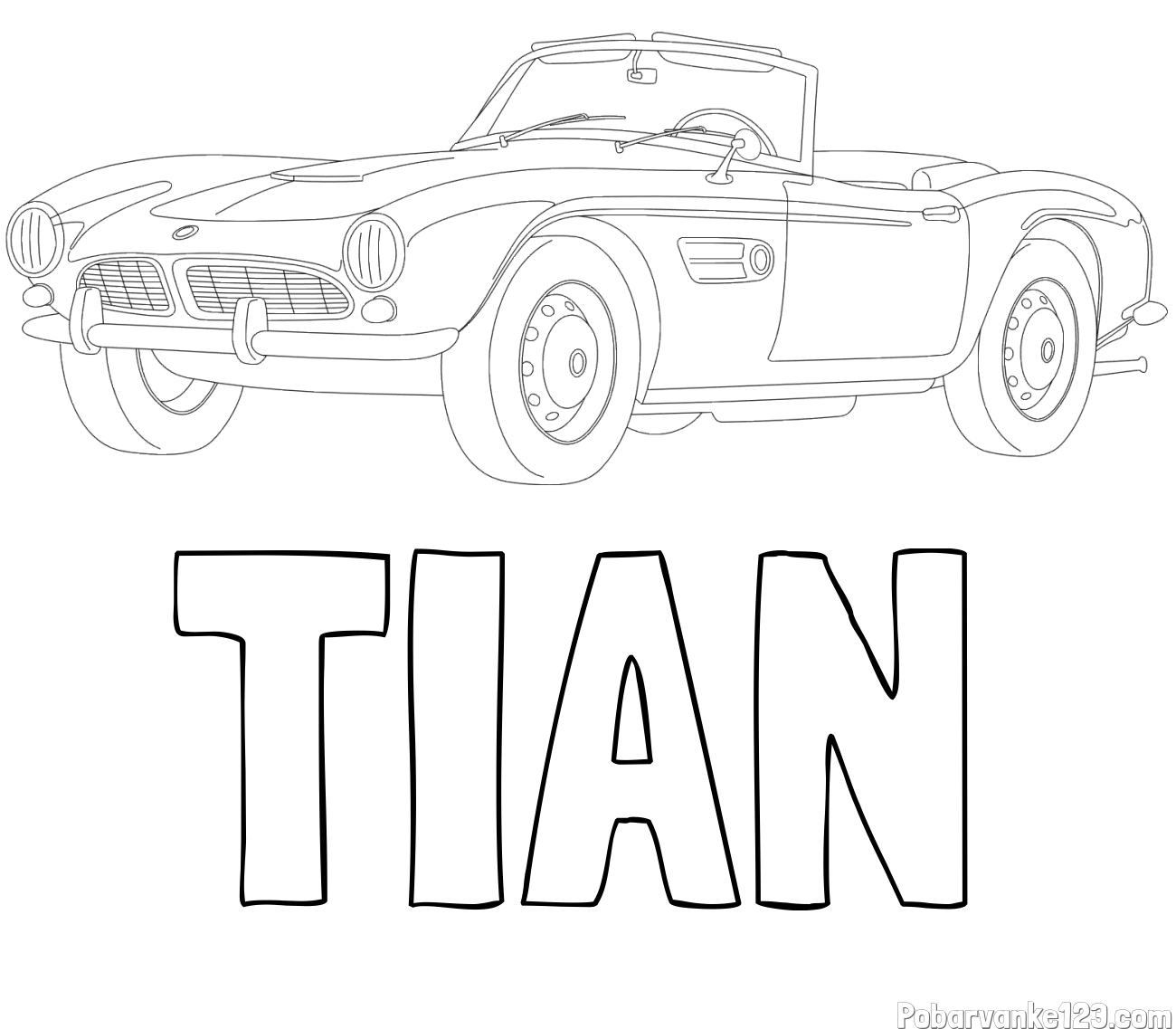 Pobarvanka imena TIAN in pobarvnaka starega BMW