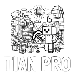 Online izdelana pobarvanka - Pobarvanka imena TIAN PRO in pobarvanka Minecraft sveta