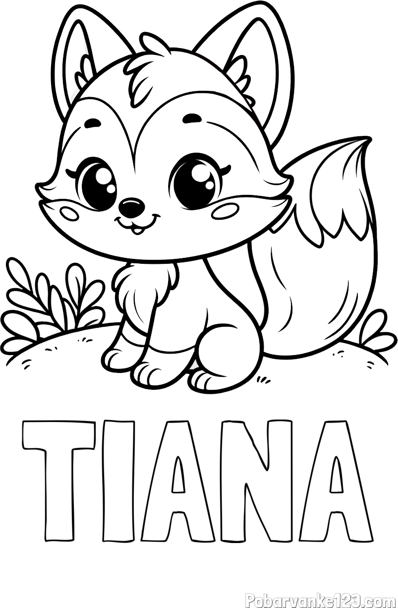 Pobarvanka imena TIANA in pobarvanka lisičke