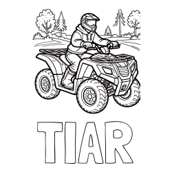 Online izdelana pobarvanka - Pobarvanka imena TIAR in pobarvanka motorista na štirikolesniku