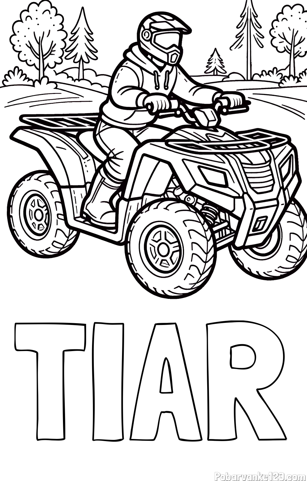 Pobarvanka imena TIAR in pobarvanka motorista na štirikolesniku