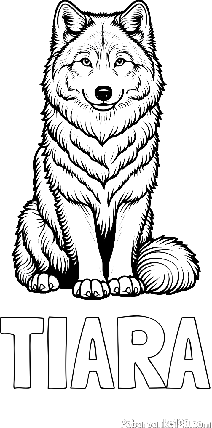 Pobarvanka imena TIARA in pobarvanka prijaznega volka