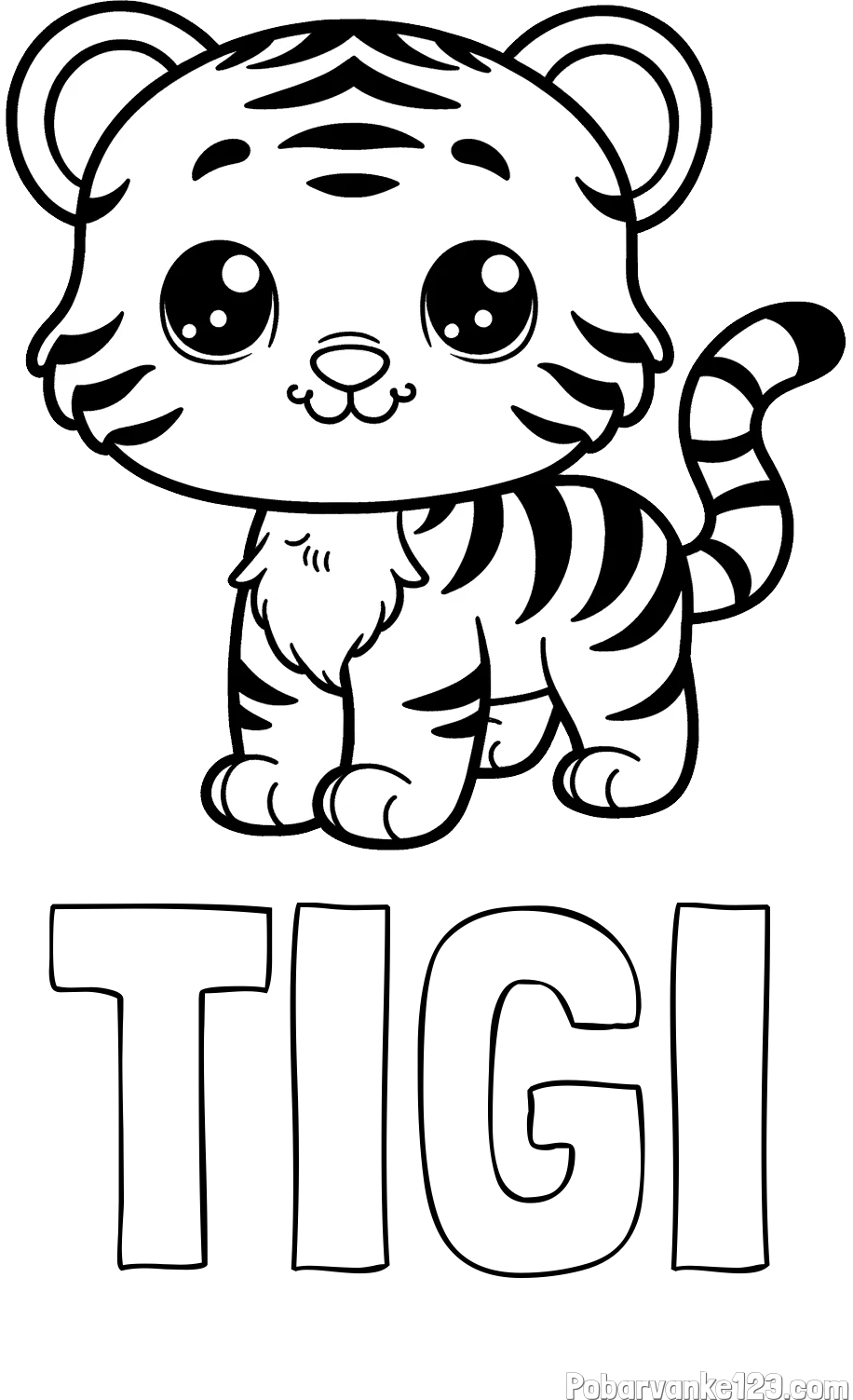Pobarvanka imena TIGI in pobarvanka ljubkega tigrčka