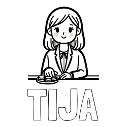 Online izdelana pobarvanka - Pobarvanka imena TIJA in pobarvanka bančne uslužbenke