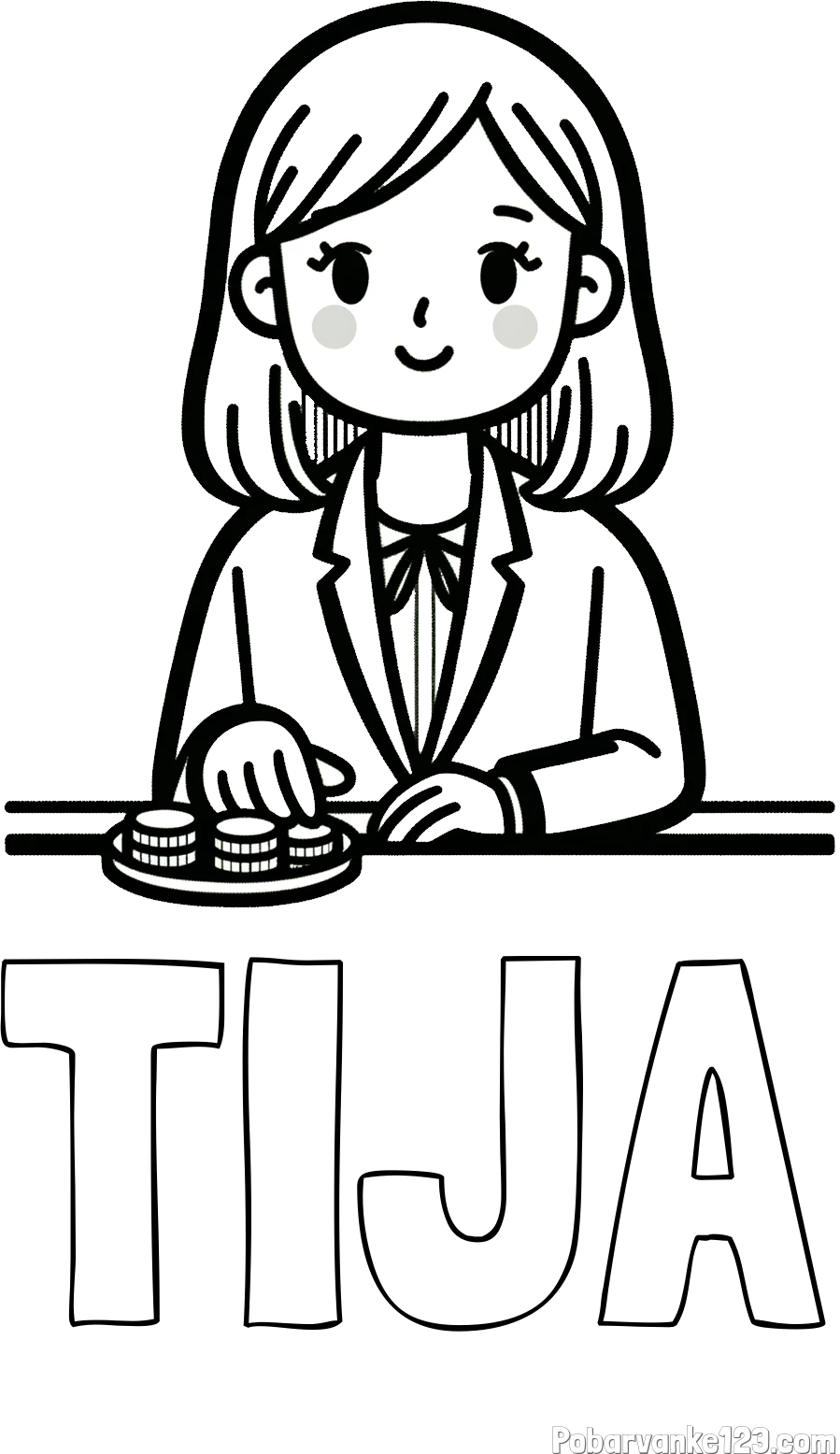 Pobarvanka imena TIJA in pobarvanka bančne uslužbenke