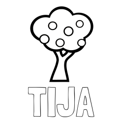 Online izdelana pobarvanka - Pobarvanka imena TIJA in pobarvanka jablane