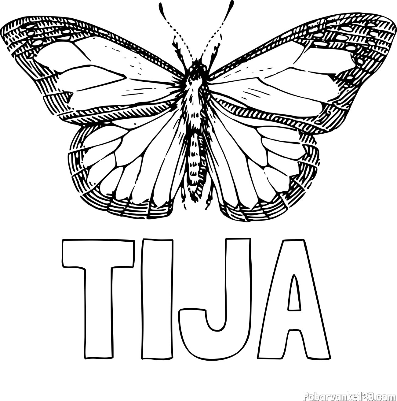Pobarvanka imena TIJA in pobarvanka metulja
