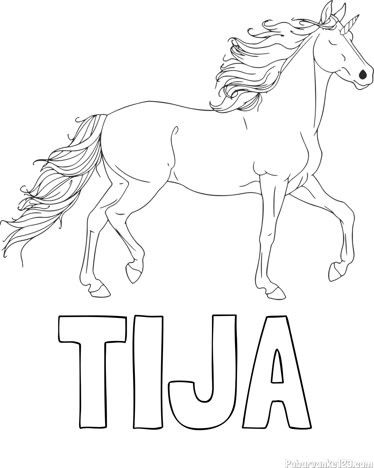 Pobarvanka imena TIJA in samorog