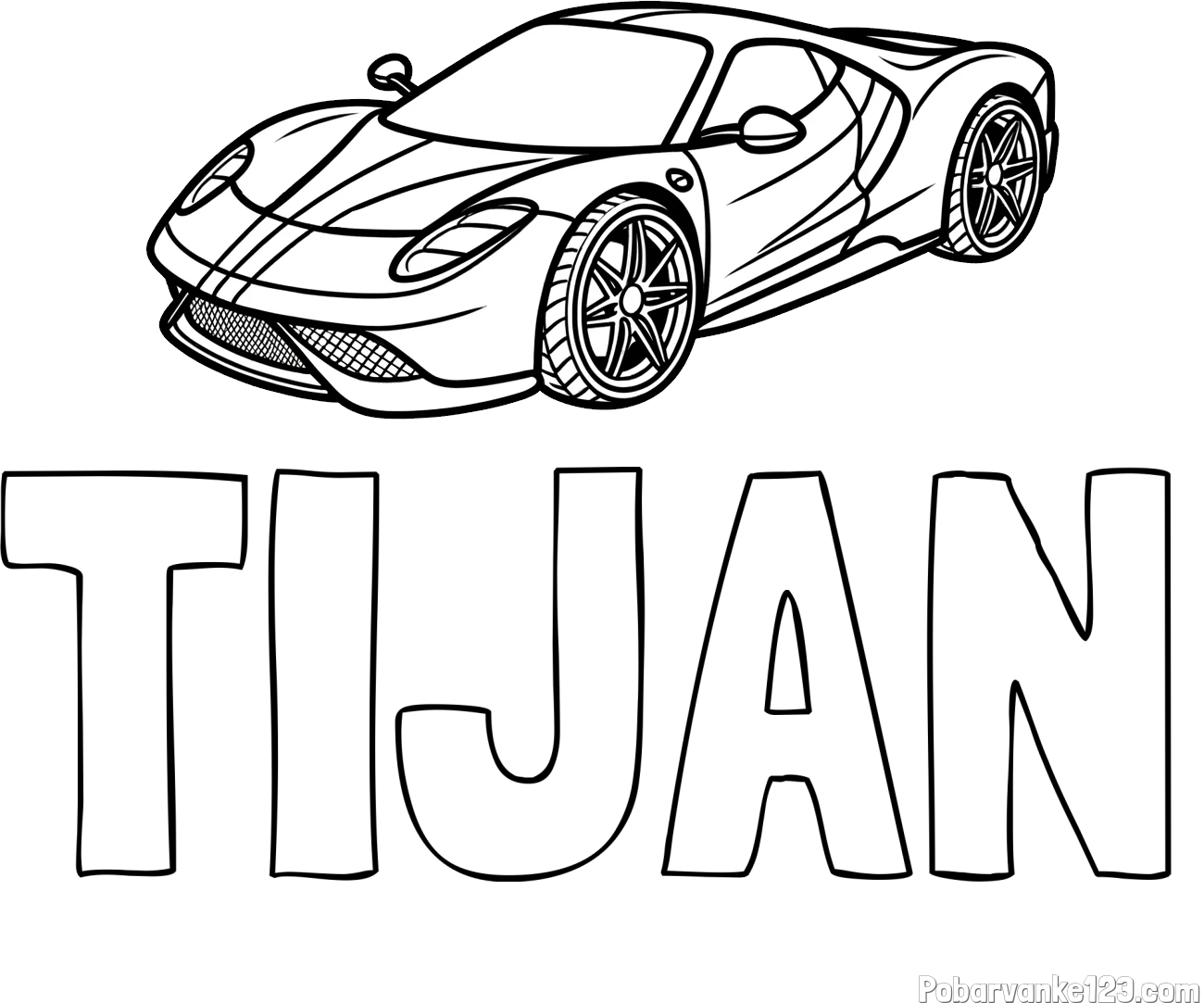 Pobarvanka imena TIJAN in pobarvanka dirkalnega avtomobila