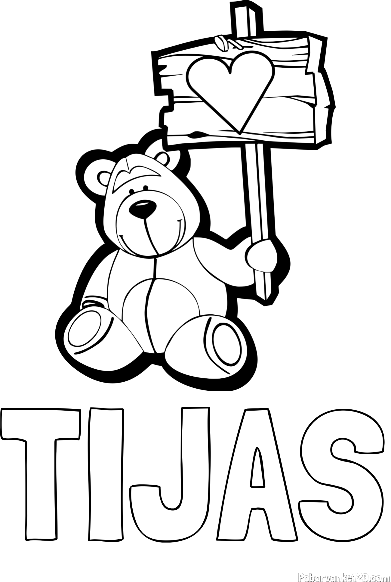 Pobarvanka imena TIJAS in pobarvanka prikupnega medvedka