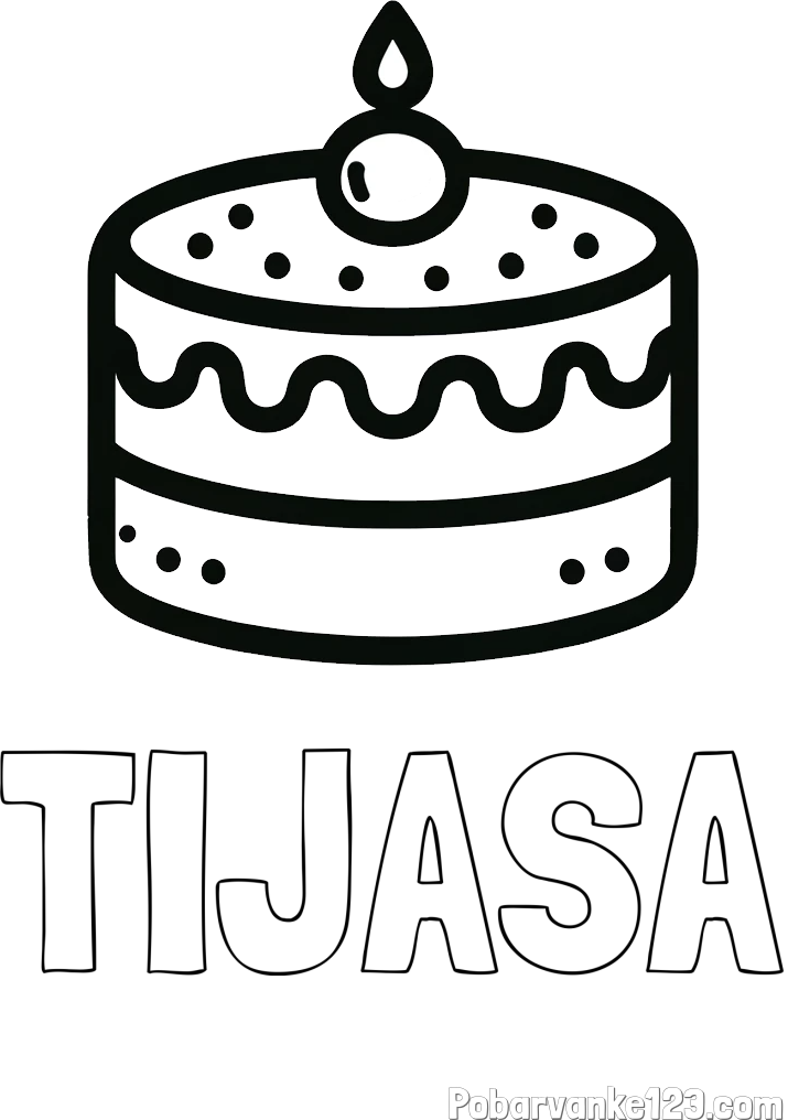 Pobarvanka imena TIJASA in otroška pobarvanka majhne torte