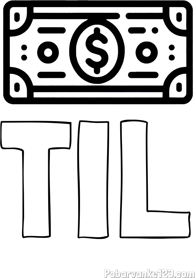 Pobarvanka imena TIL in otroška pobarvanka bankovca