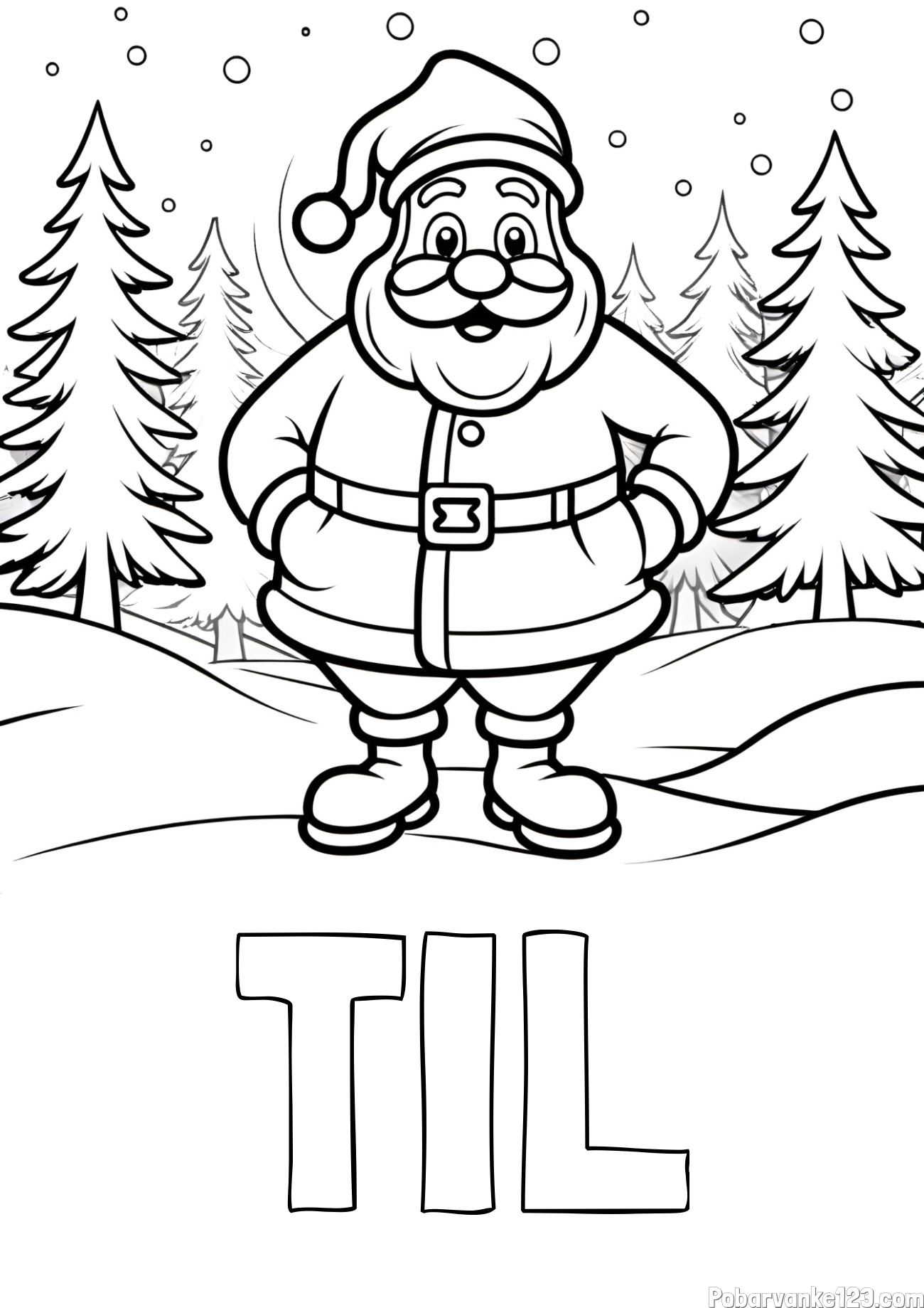 Pobarvanka imena TIL in pobarvanka Božička v gozdu