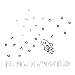 Online izdelana pobarvanka - Pobarvanka imena TIL POJDI V VESOLJE in pobarvanka poveži številke - vesoljska tematika