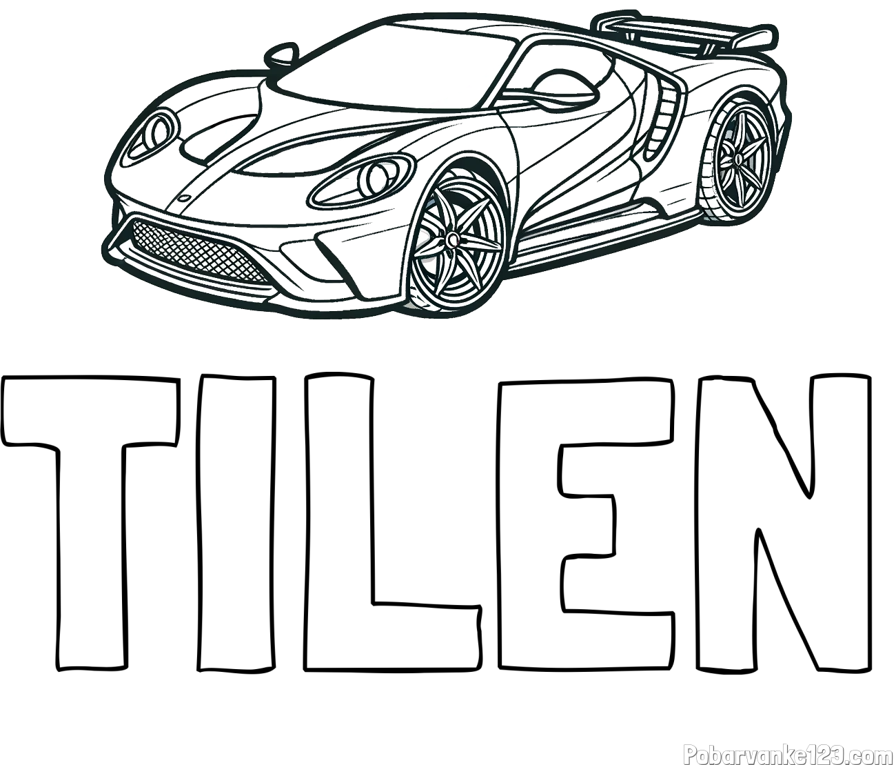 Pobarvanka imena TILEN in Športni avtomobil