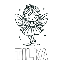 Online izdelana pobarvanka - Pobarvanka imena TILKA in enostavna pobarvanka čarobne vile