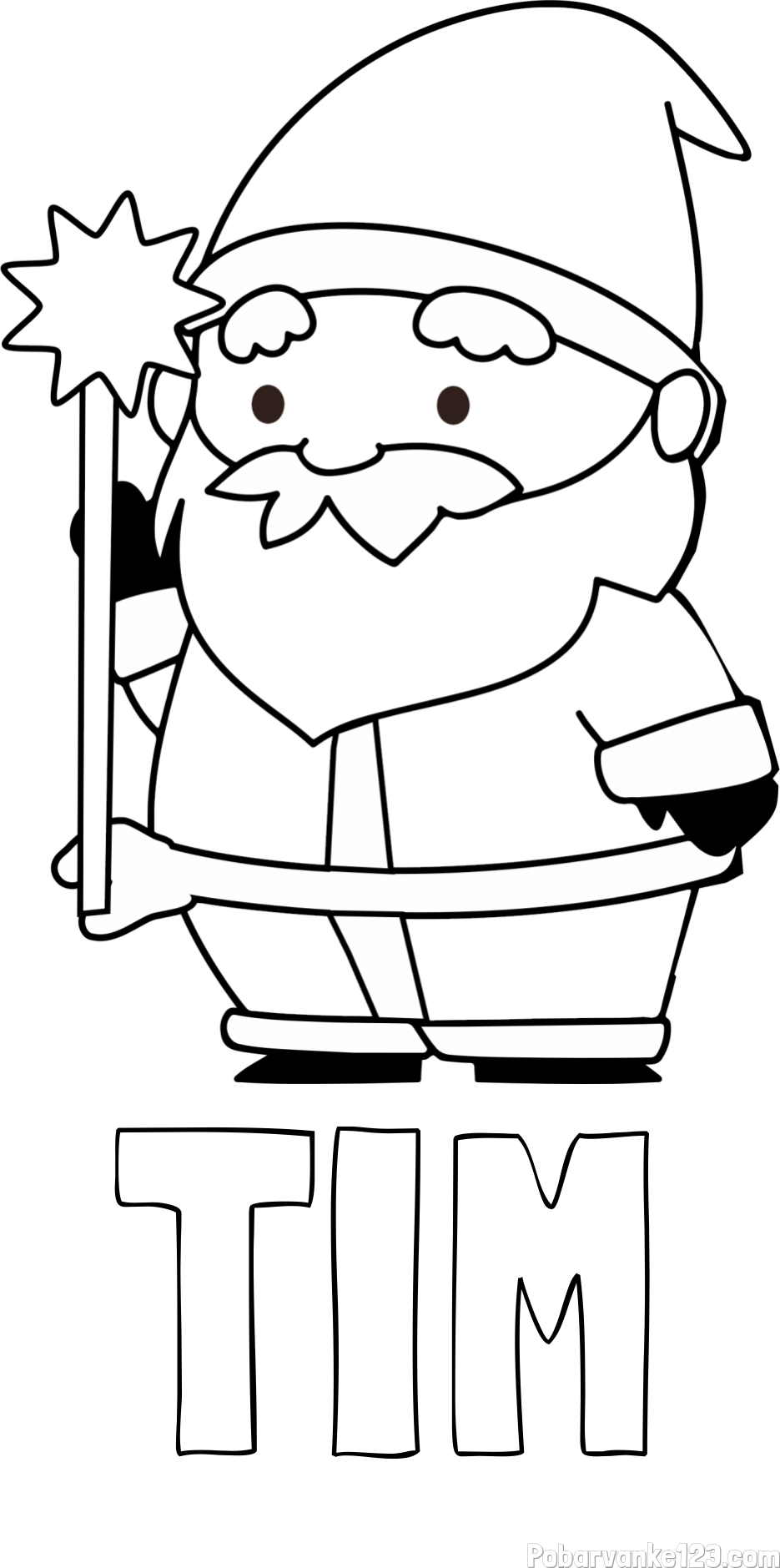 Pobarvanka imena TIM in dedek Mraz