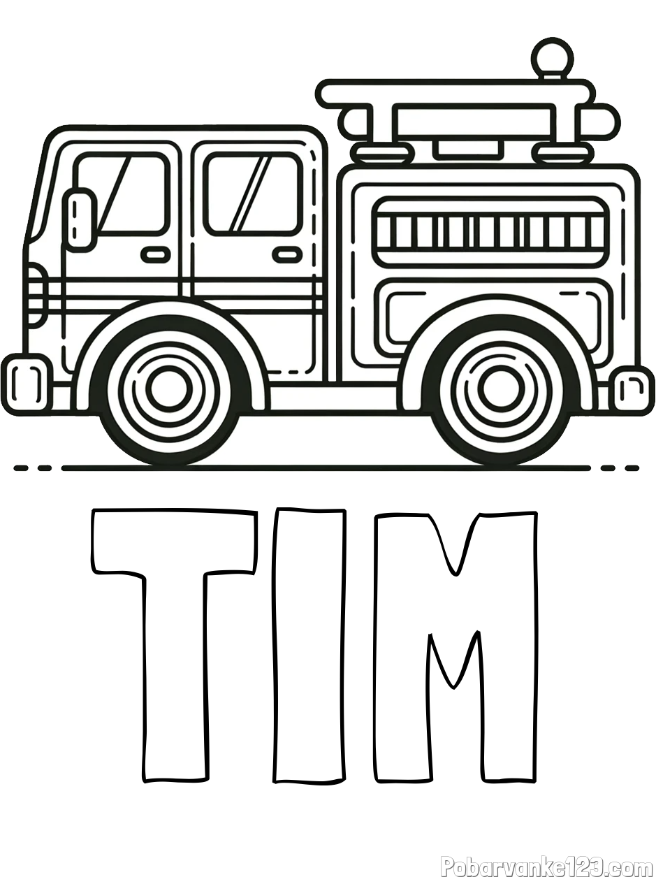 Pobarvanka imena TIM in lepa pobarvnak gasilskega avta