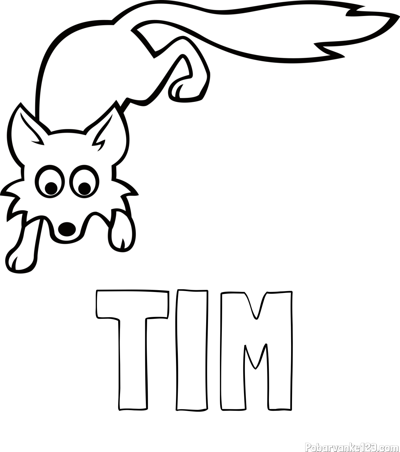 Pobarvanka imena TIM in otroška pobarvanka ljubke lisičke