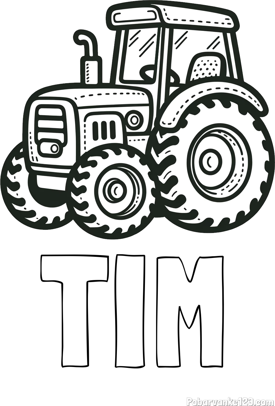 Pobarvanka imena TIM in pobarvanka čudovitega traktorja