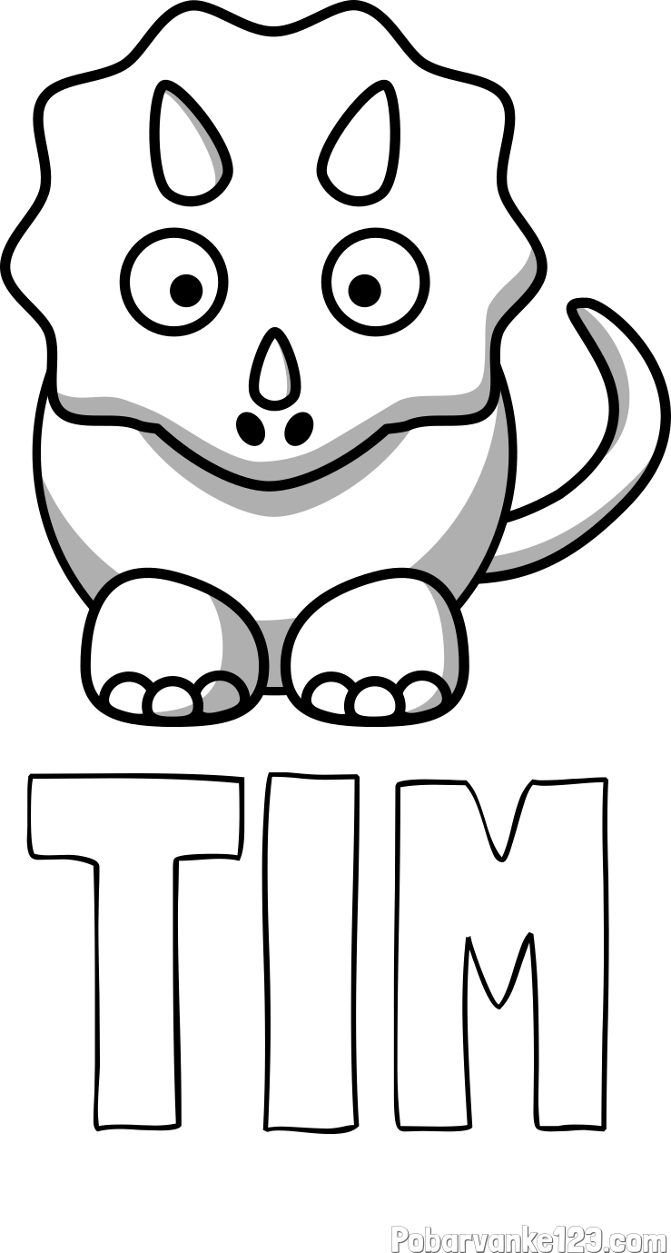 Pobarvanka imena TIM in pobarvanka dinozavra triceratops
