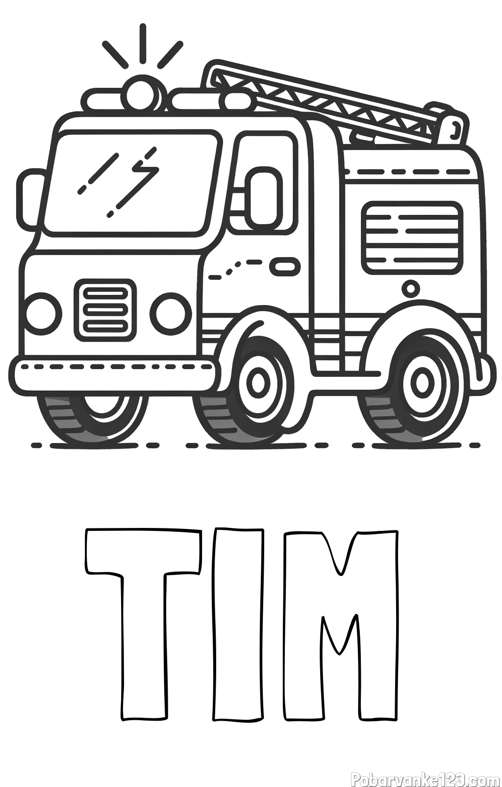 Pobarvanka imena TIM in pobarvanka gasilskega avta z vklopljeno sireno