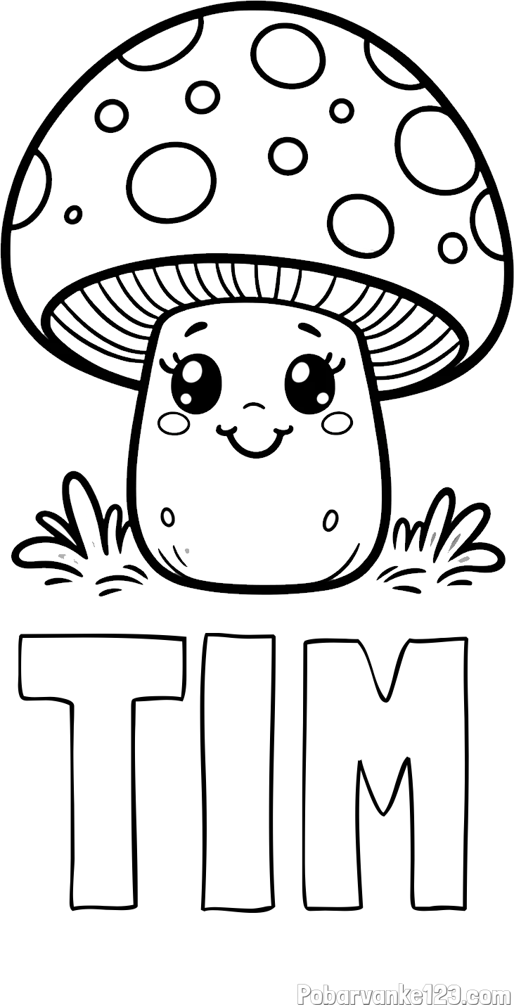 Pobarvanka imena TIM in pobarvanka ljubke gobe