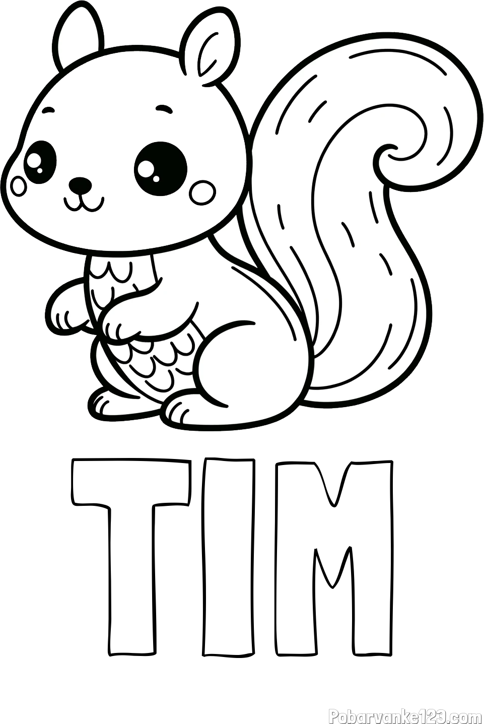 Pobarvanka imena TIM in pobarvanka ljubke veverice