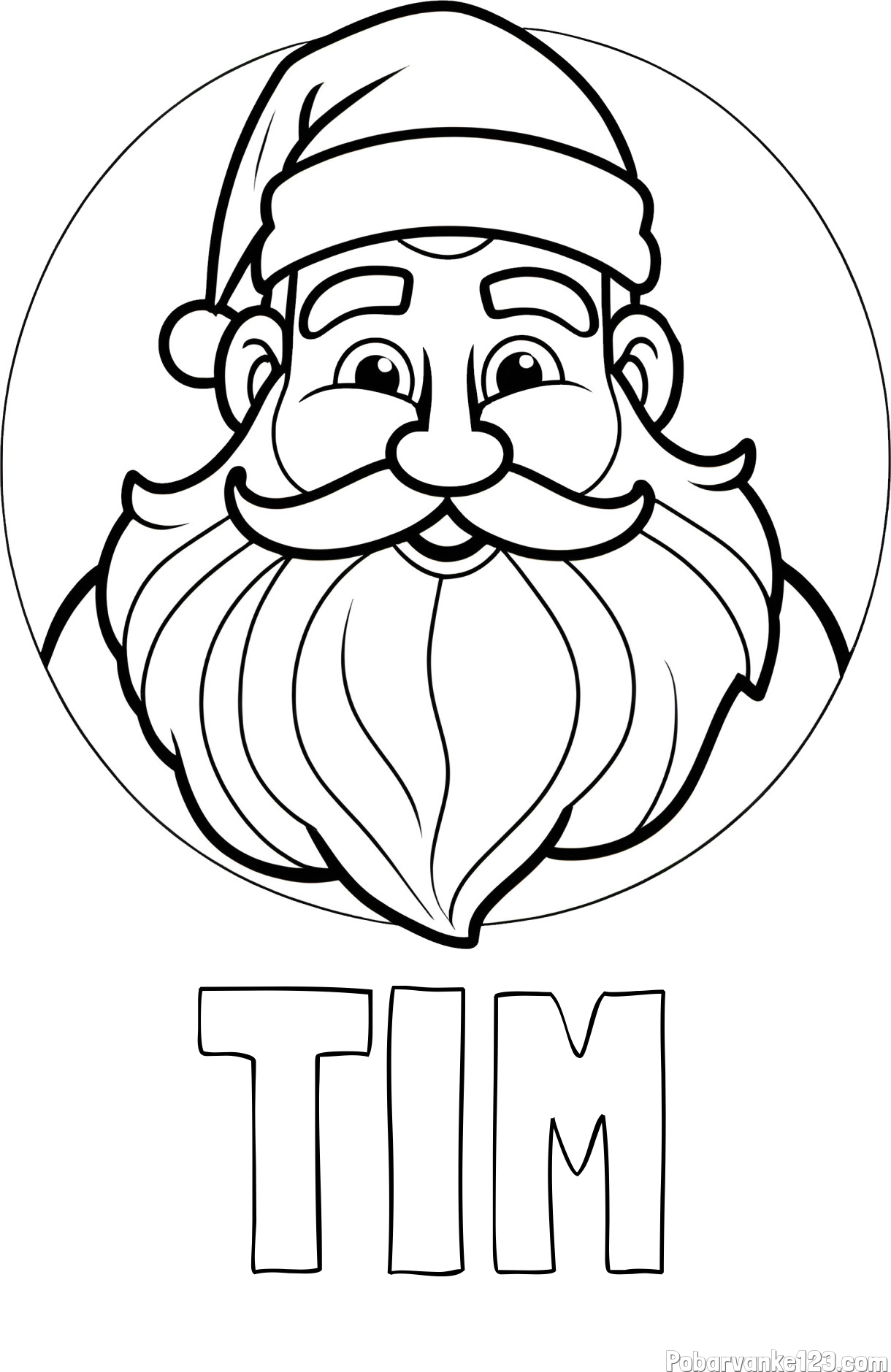 Pobarvanka imena TIM in pobarvanka ljubkega in nasmejanega Božička