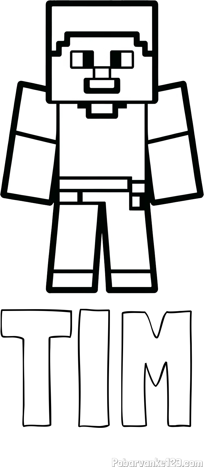 Pobarvanka imena TIM in pobarvanka Minecraft figurice