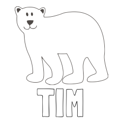 Online izdelana pobarvanka - Pobarvanka imena TIM in pobarvanka polarnega medveda