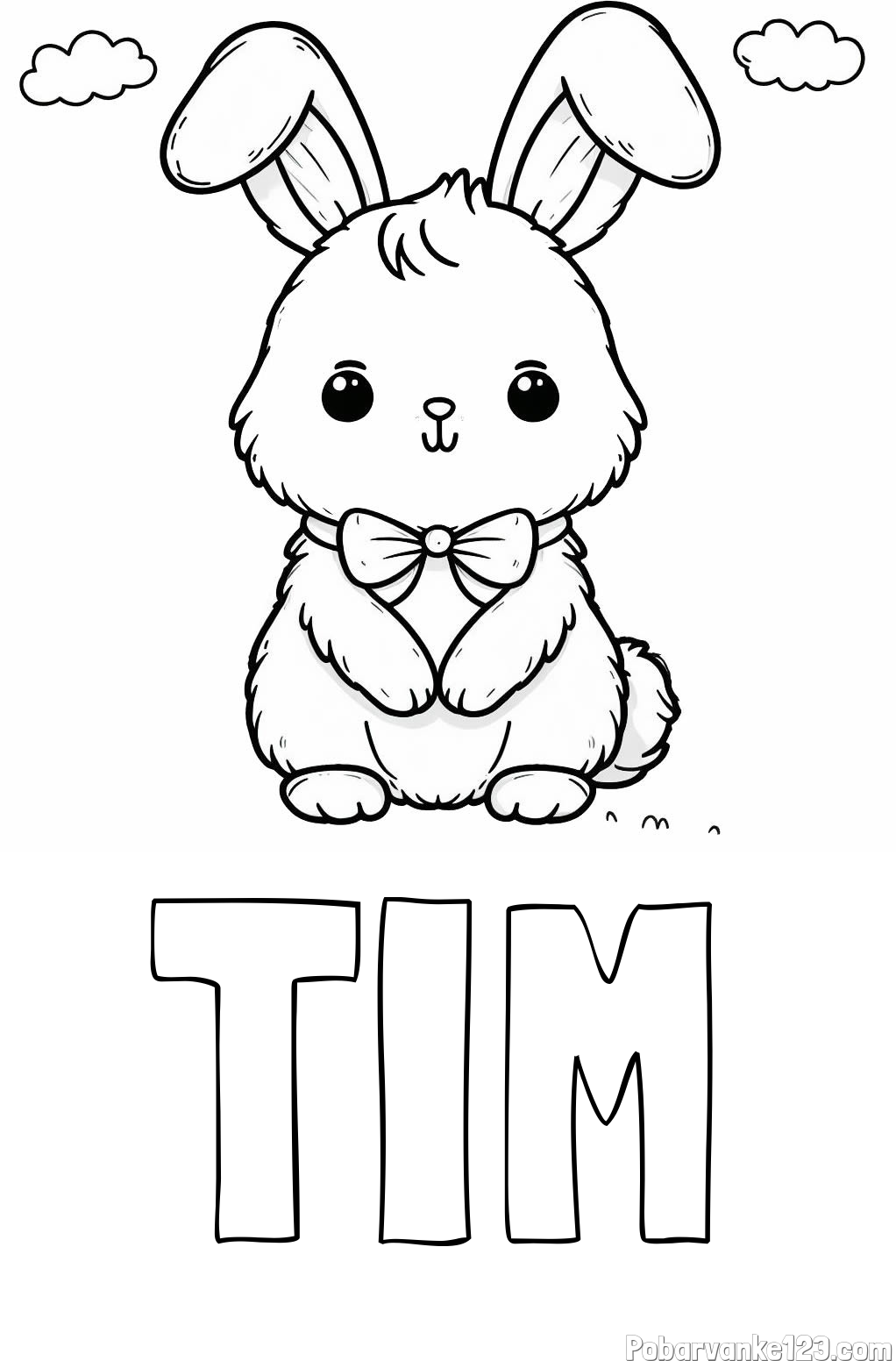 Pobarvanka imena TIM in pobarvanka prikupnega zajčka