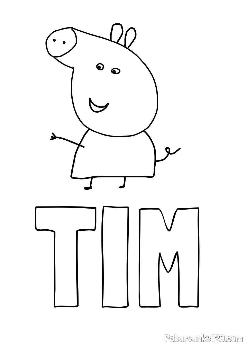 Pobarvanka imena TIM in pobarvanka pujse PEPE 🐽