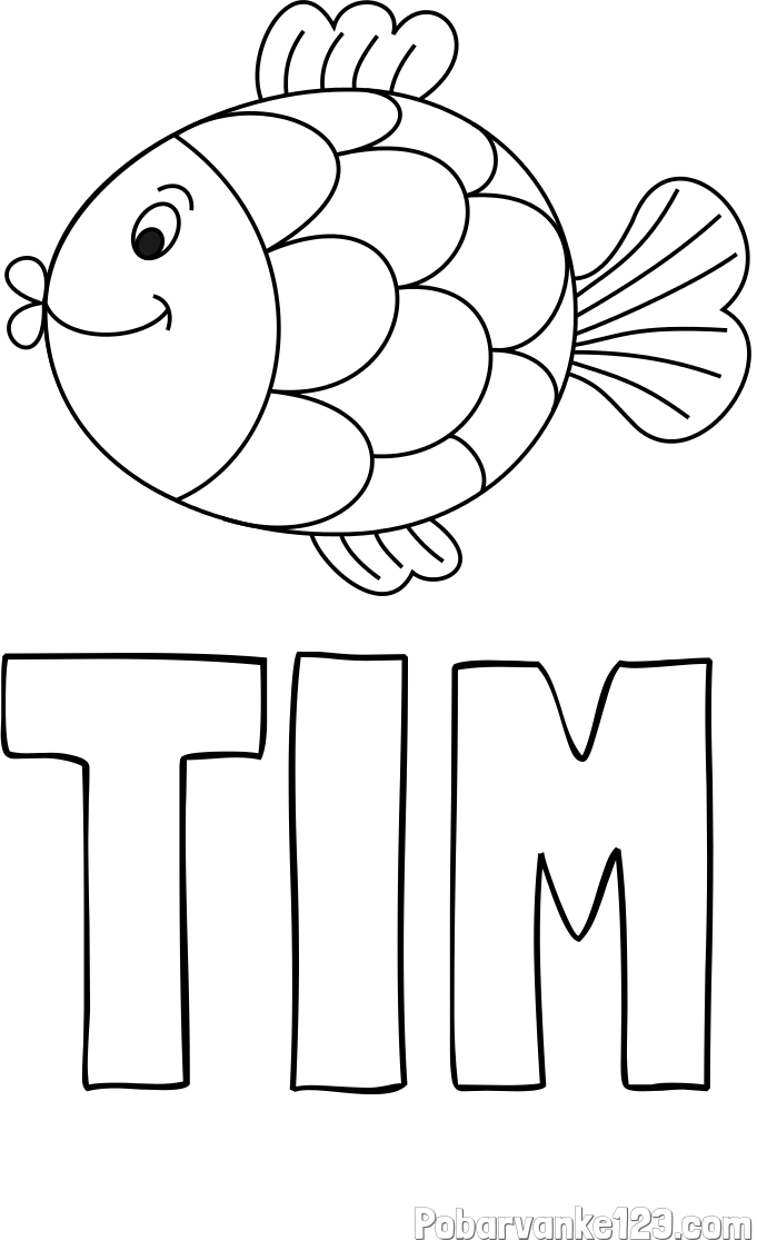 Pobarvanka imena TIM in pobarvanka ribice