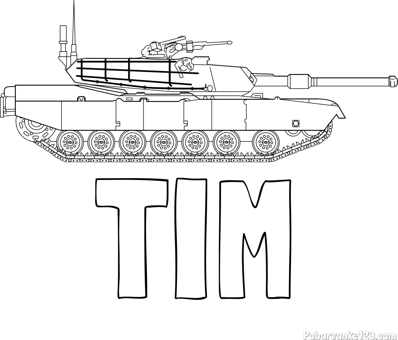 Pobarvanka imena TIM in pobarvanka tanka M1 Abrams