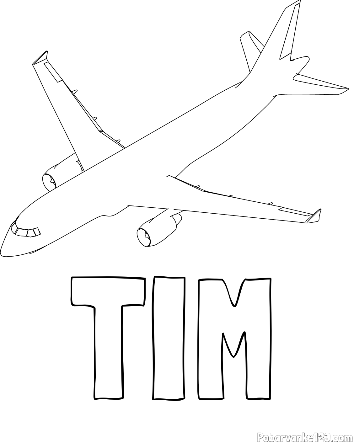 Pobarvanka imena TIM in pobarvanka velikega aviona