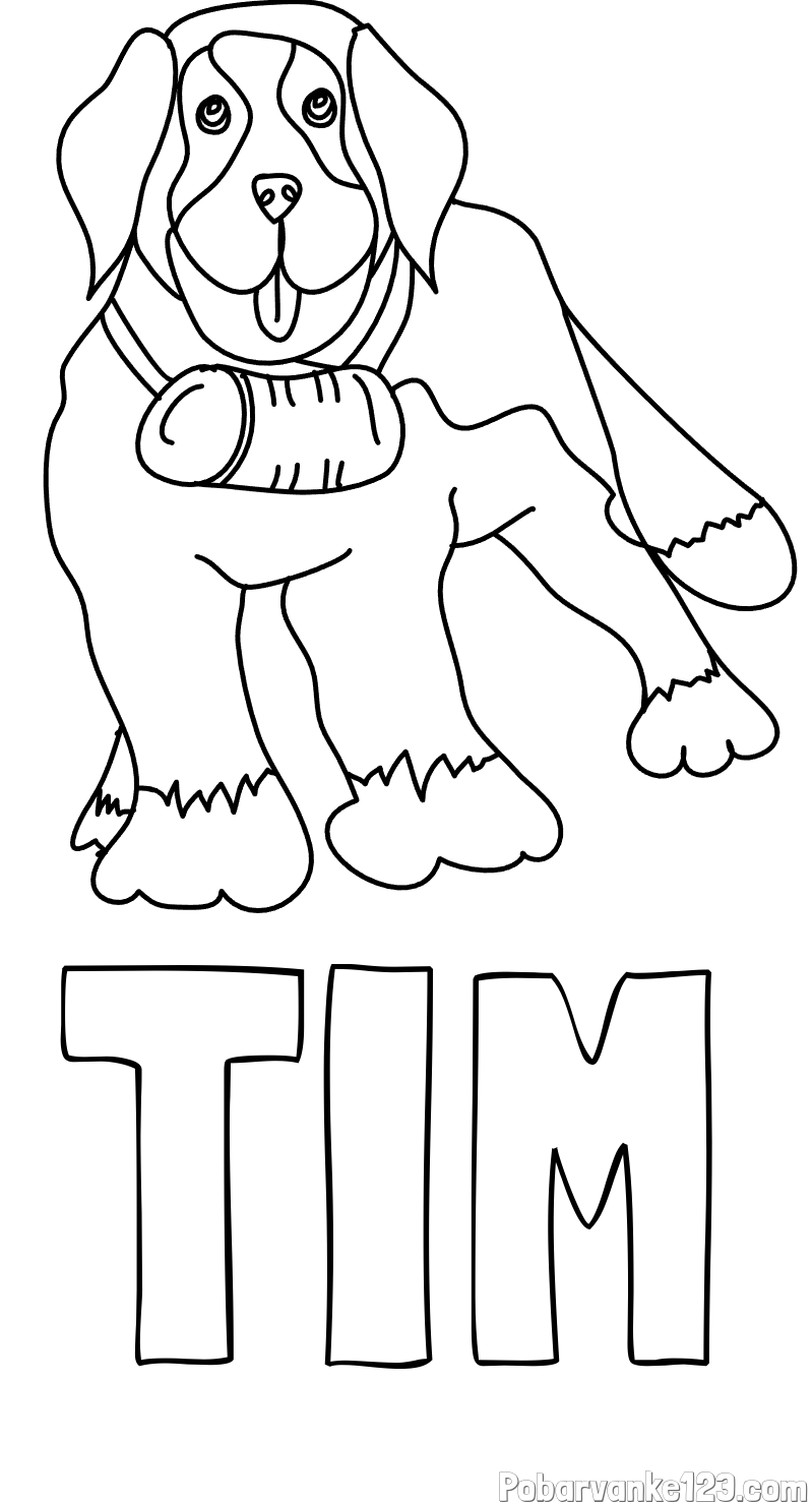 Pobarvanka imena TIM in pobarvanka velikega psa