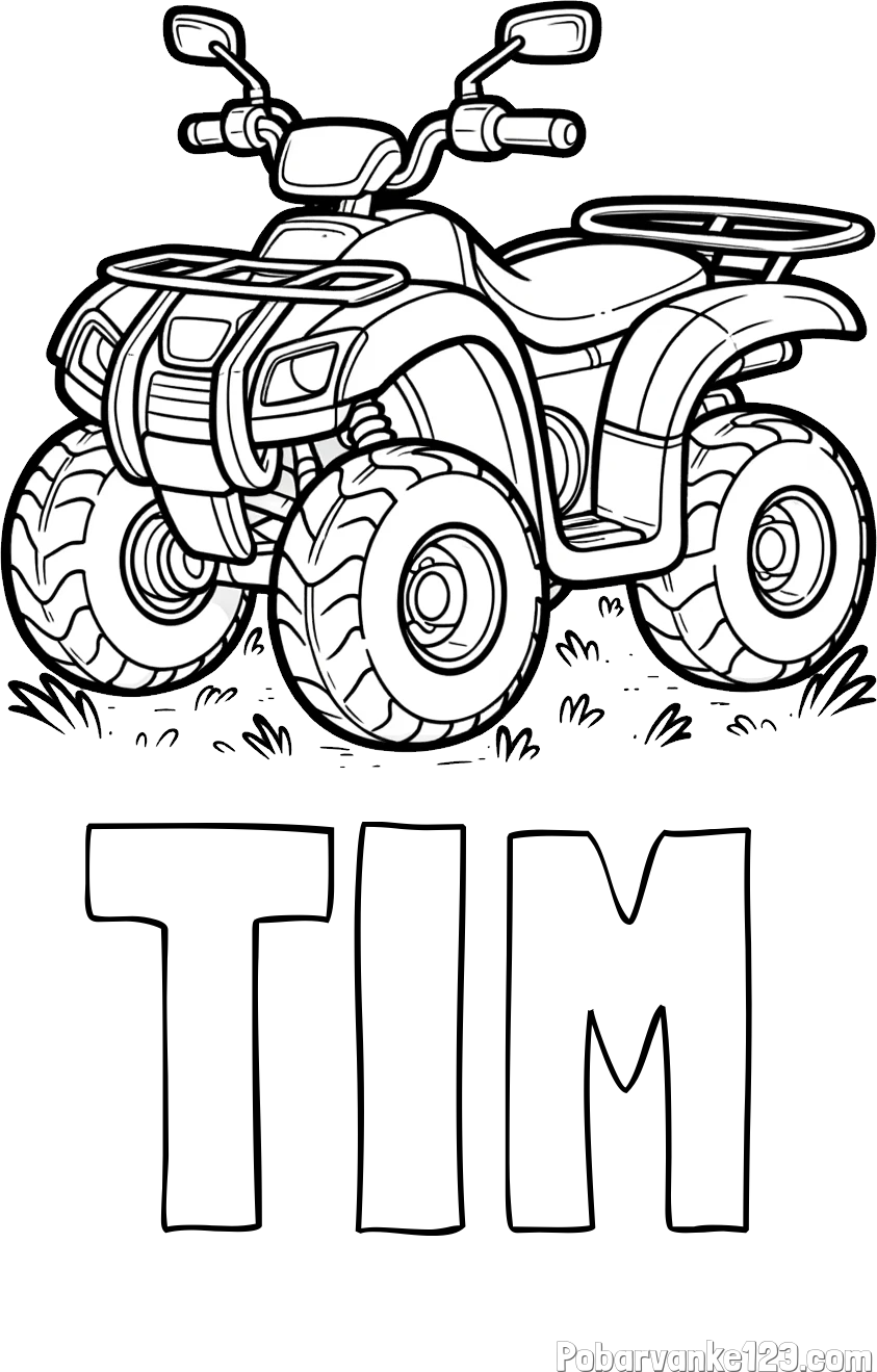 Pobarvanka imena TIM in pobarvanka velikega štirikolesnika