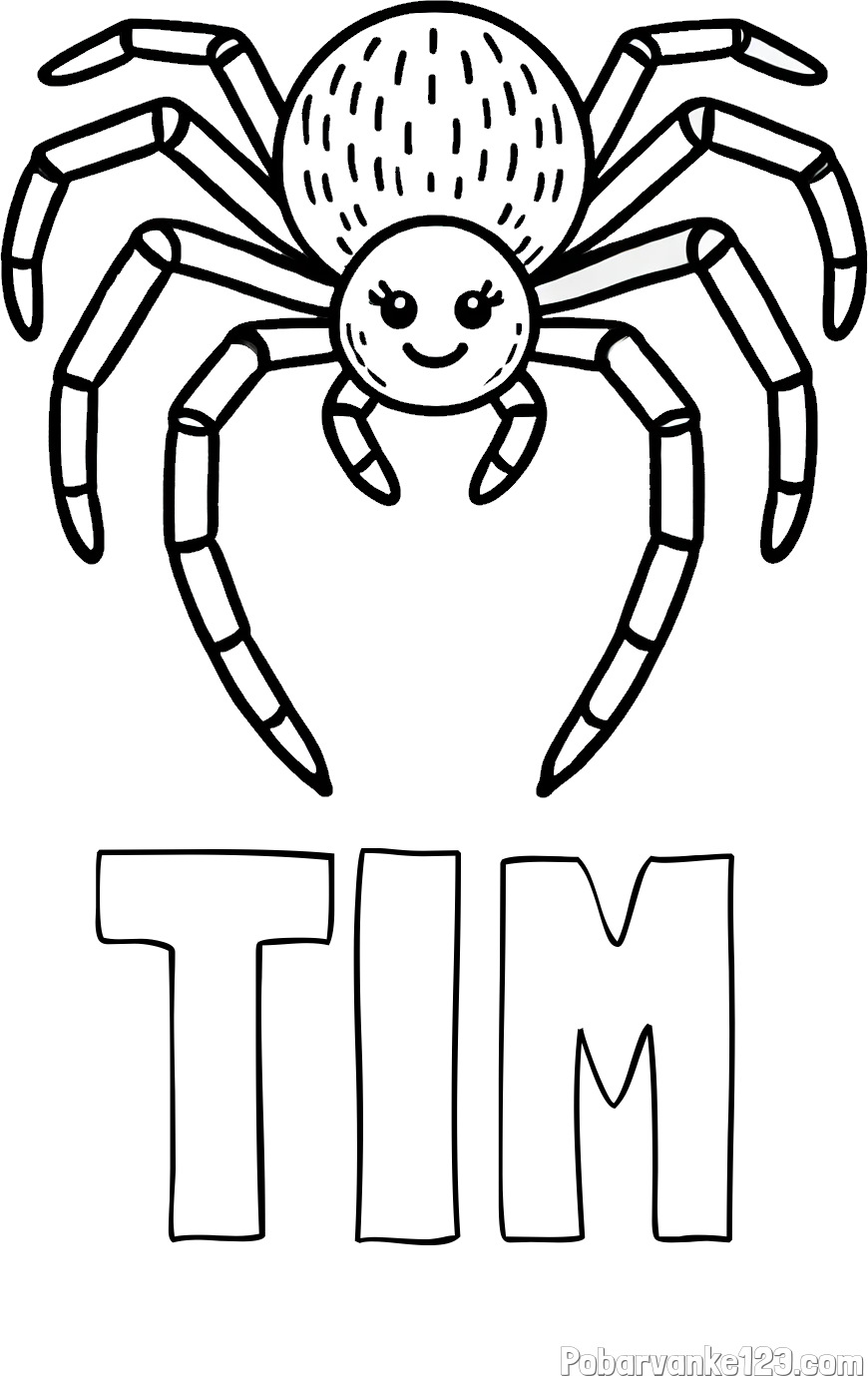 Pobarvanka imena TIM in pobarvanka veselega pajka